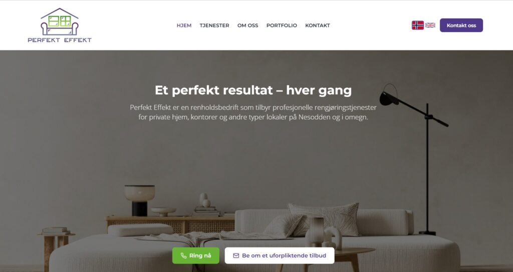 Strona firmy Perfekt Effekt z Norwegii